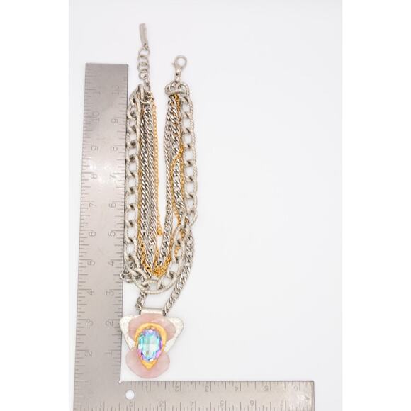 J. Jansen Brutalist Statement Necklace Crystal Pink Stone Chunky Signed Bin6A - Picture 11 of 12